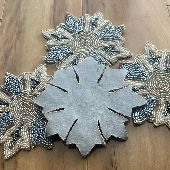 Bombay Silver and Cream Beaded Coasters - Picture 2 of 4